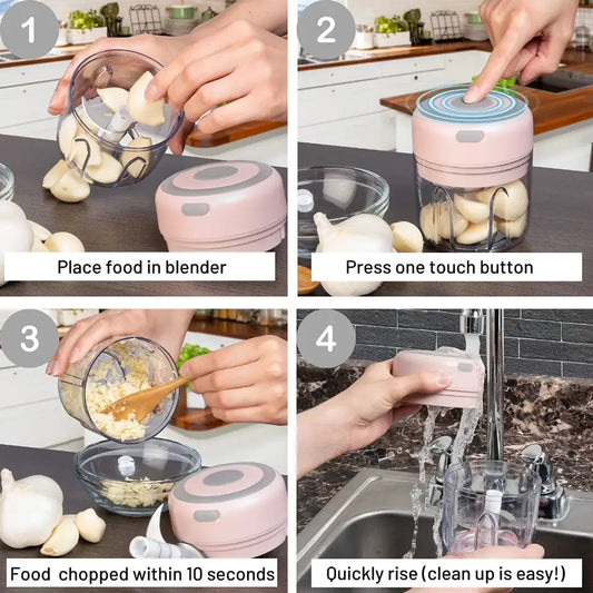 Tocator Electric Portabil pentru Usturoi, Nuci, Carne, Legume