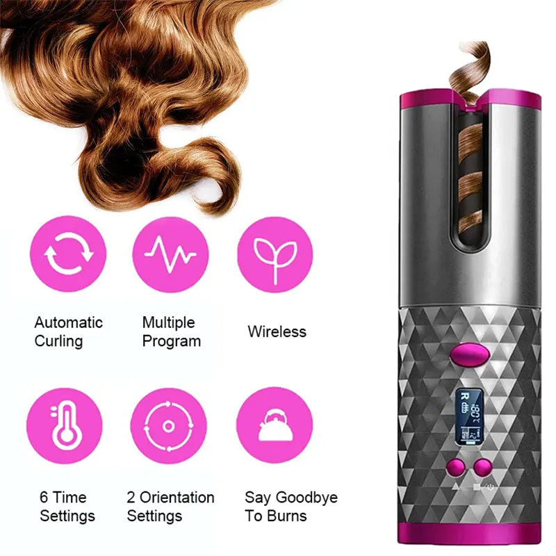Ondulator ceramic de păr, fără fir cu acumulator 2500mAh