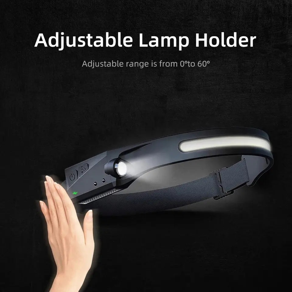 Lanterna de cap LED, profesionala, acumulator, senzor miscare, 5 moduri lumina