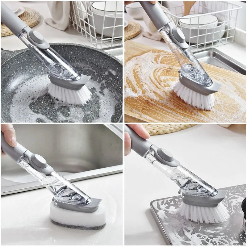 Perie vase cu mâner și rezervor pentru detergent