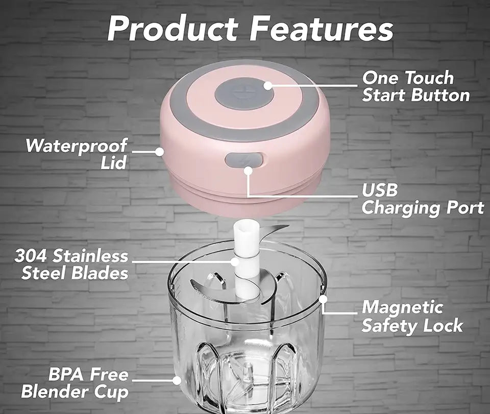 Tocator Electric Portabil pentru Usturoi, Nuci, Carne, Legume