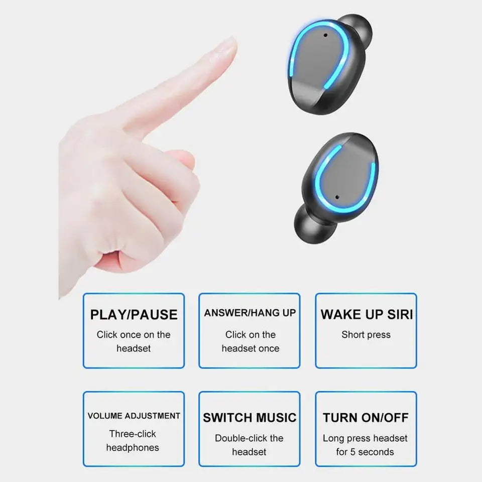 Căști Wireless inteligente, Bluetooth 5.0, Bass Boosted, compatibile iOS/Android