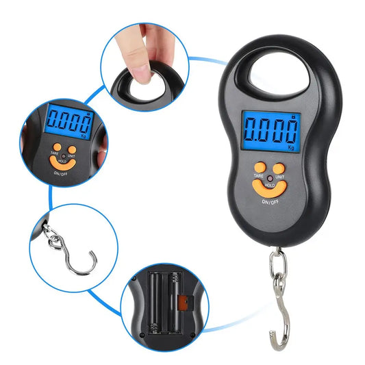 Cântar electronic portabil de mână 50kg cu afișaj digital