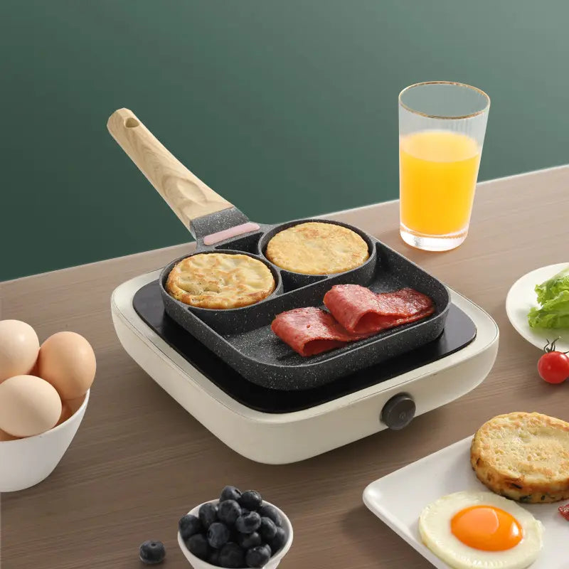 Tigaie Antiaderentă cu 2 Compartimente și Zonă de Grill – Material Aliaj de Aluminiu