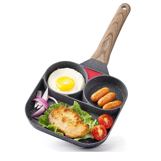 Tigaie Antiaderentă cu 2 Compartimente și Zonă de Grill – Material Aliaj de Aluminiu