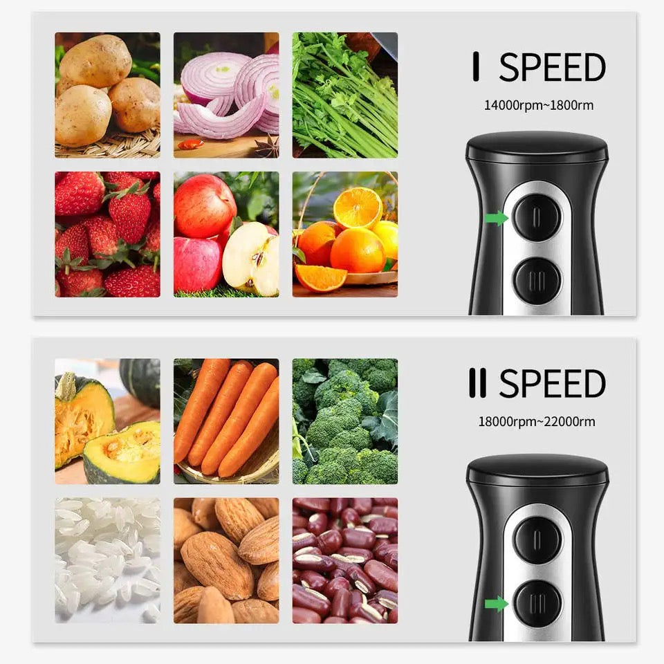 Set Blender de Mână 4în1 Multifuncțional Roșu/Negru – Putere 600W, Capacitate 500 ml
