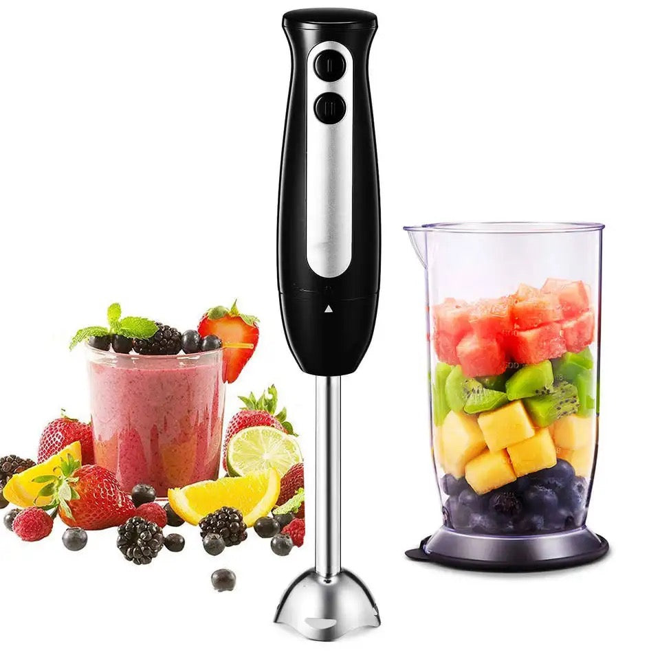 Set Blender de Mână 4în1 Multifuncțional Roșu/Negru – Putere 600W, Capacitate 500 ml