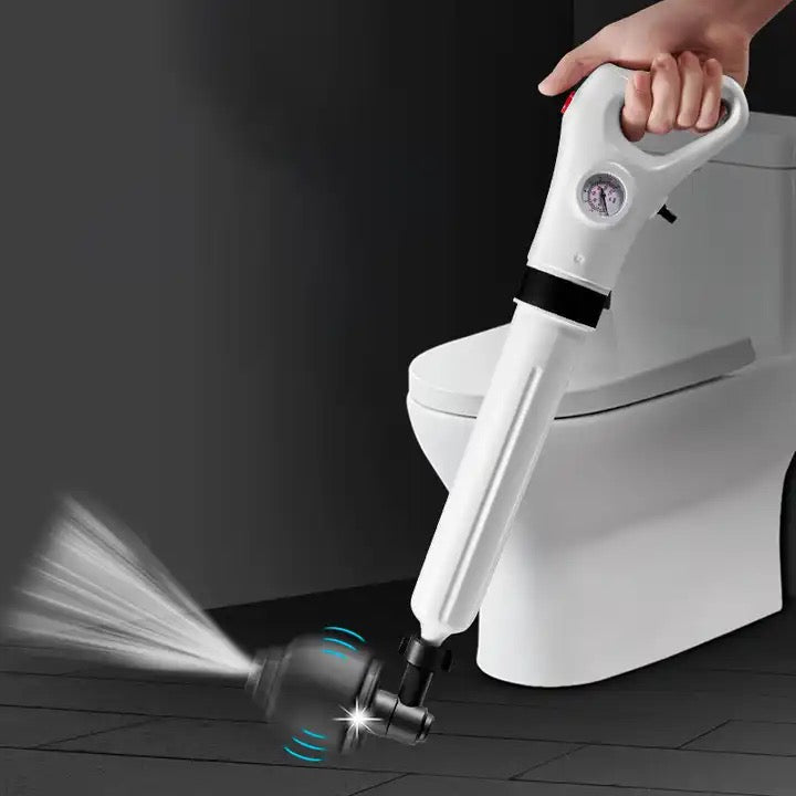 Pompa cu aer comprimat pentru desfundat țevi – chiuvetă, cadă, duș, WC – cu 4 accesorii, culoare albă
