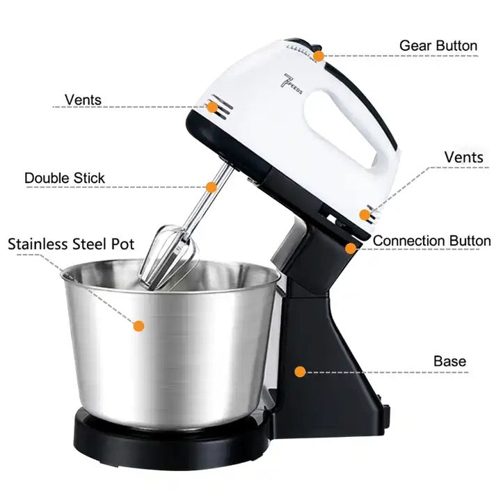 Mixer cu bol din inox – Putere 350W, capacitate 2L, 7 trepte de viteză