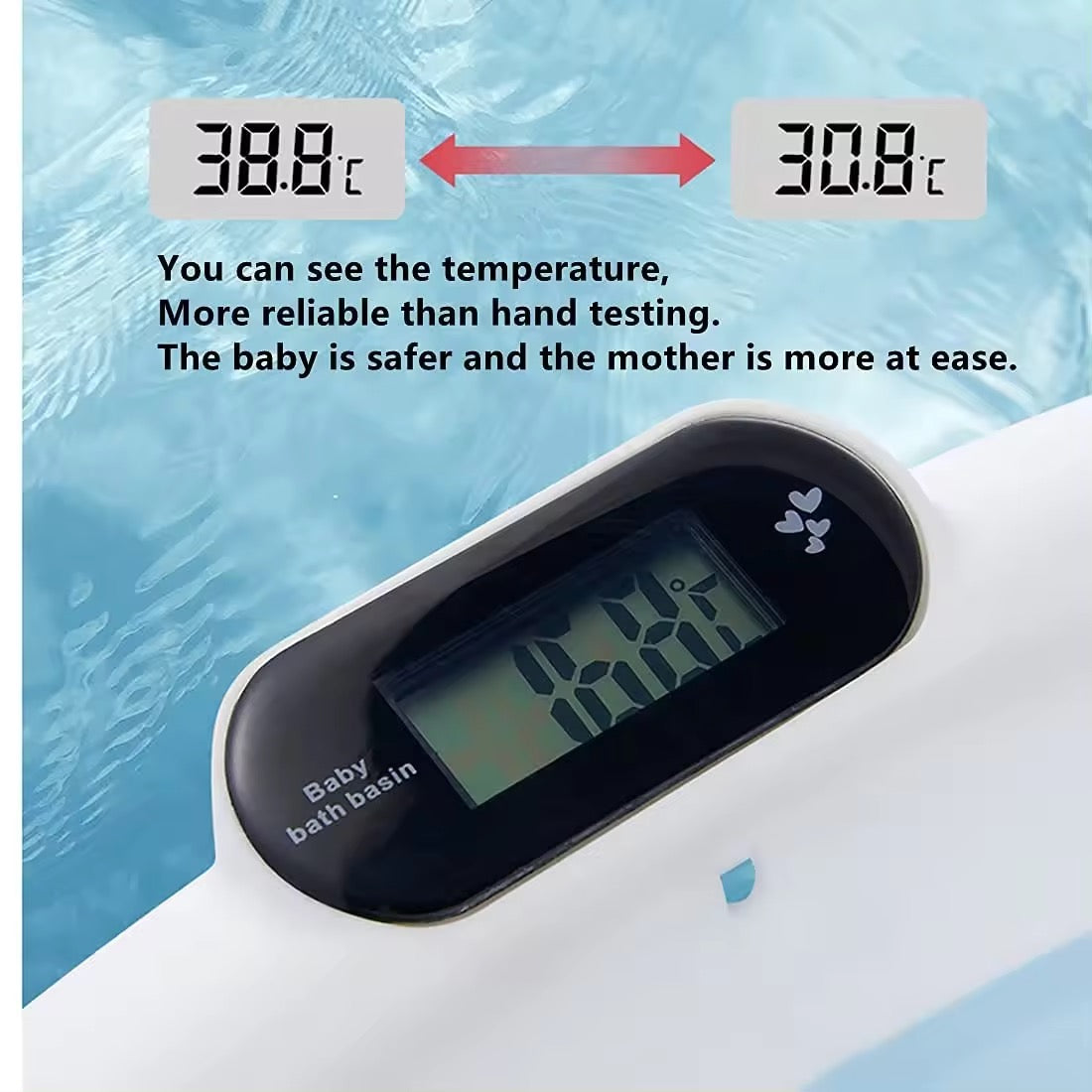 Cadita pliabila pentru bebelusi, termometru electronic incorporat, cu suport pernuta, picioruse antiderapante