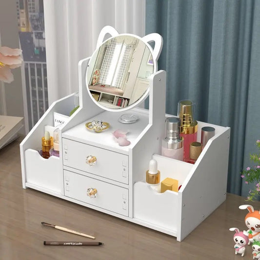 Organizator alb de machiaj cu sertar și oglindă PVC 40 x 20 x 14 cm