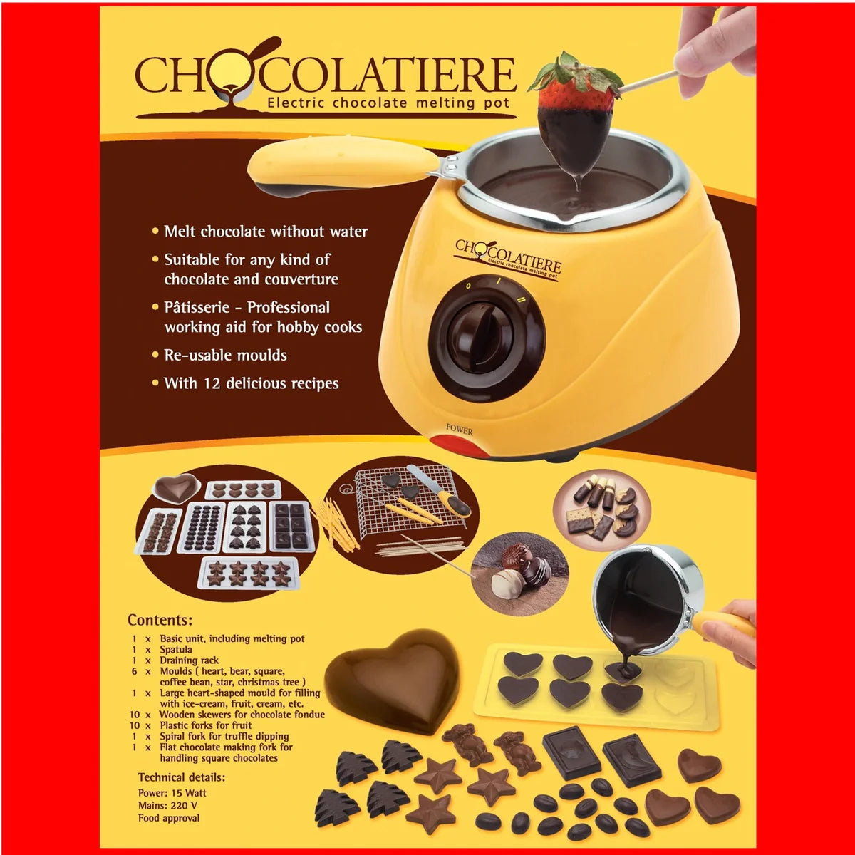 Aparat Electric pentru Topit Ciocolată + Set Fondue – Chocolatiere