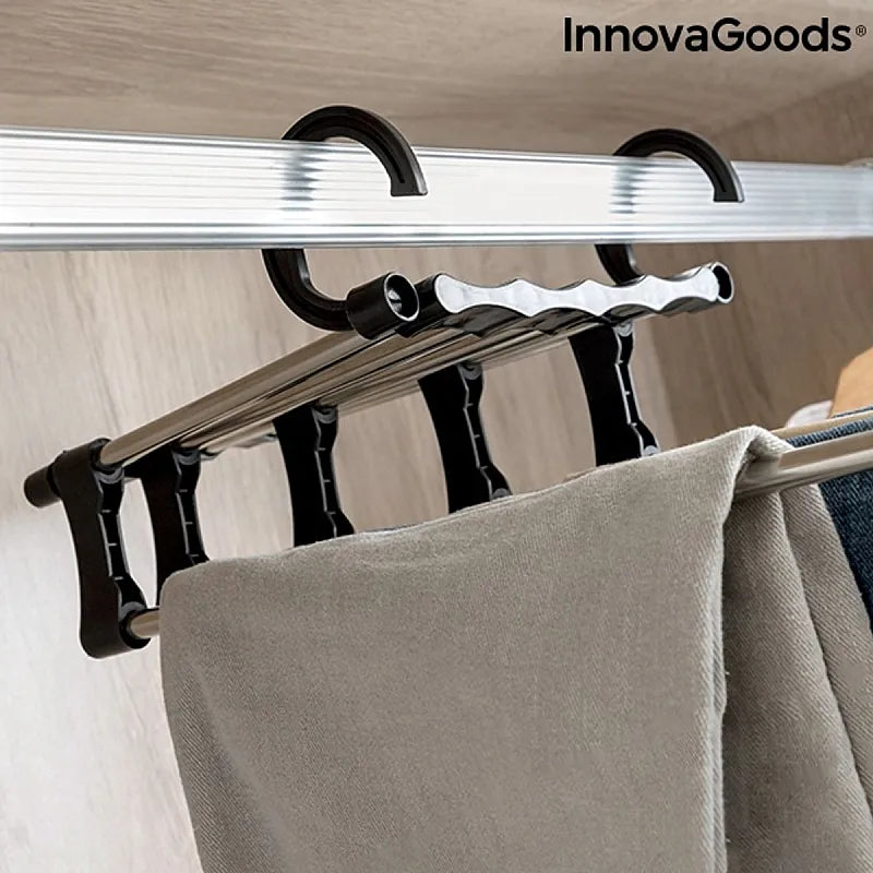 Organizator pantaloni Cascadă 5 Rânduri, suport multifuncțional vertical sau orizontal, economisire spațiu