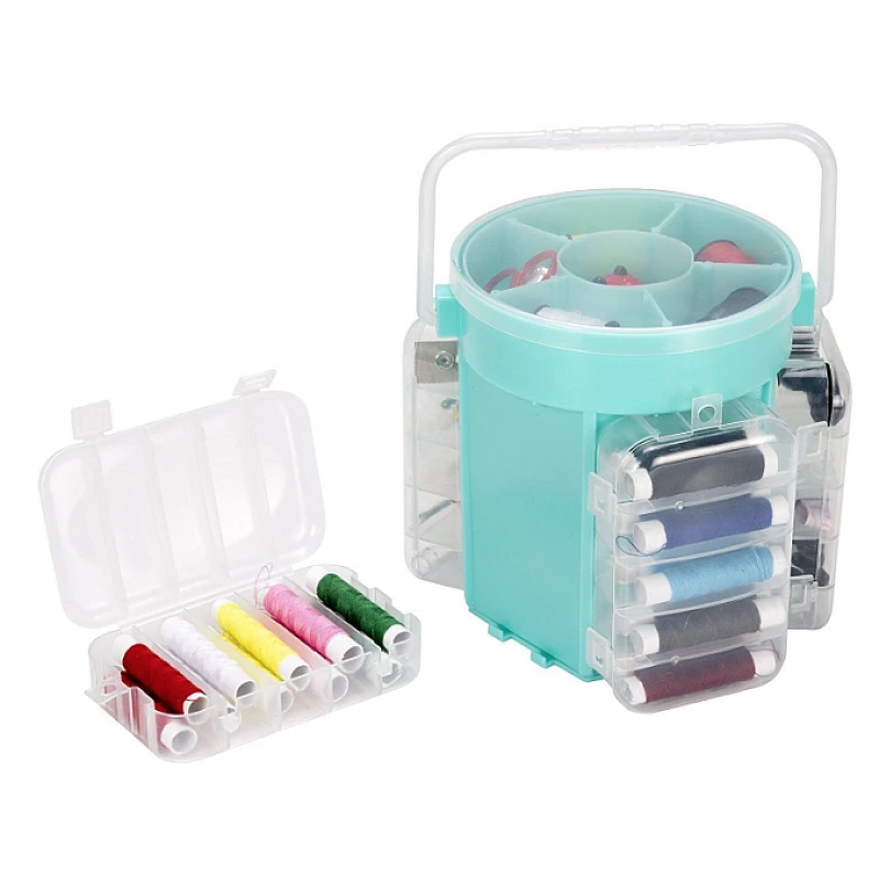 Trusa de cusut 210 piese – kit complet de croitorie cu accesorii diverse, organizare circulară