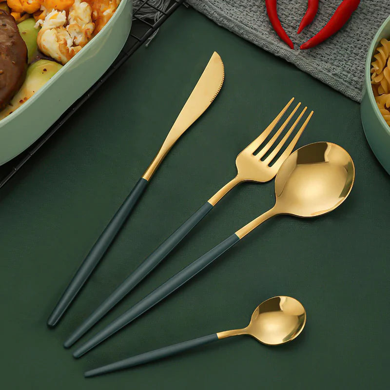 Set Tacâmuri 24 Piese Stil Portughez din Oțel Inoxidabil – Eleganță și Rafinament la Masă