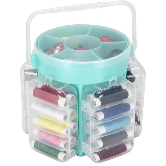Trusa de cusut 210 piese – kit complet de croitorie cu accesorii diverse, organizare circulară