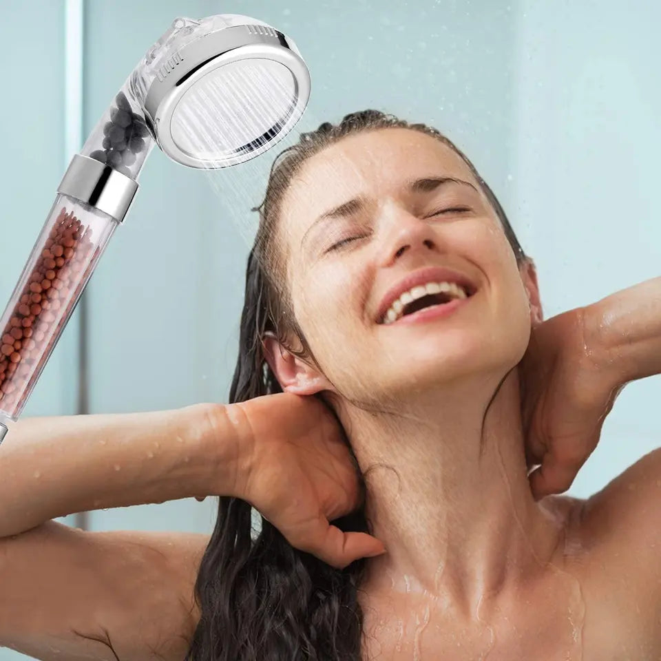 Pară de duș cu granule anticalcar – efect de spa, montaj universal