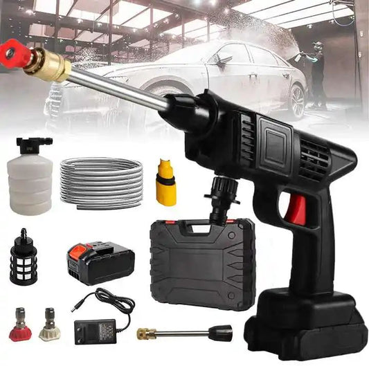 Aparat de spalat cu presiune fara fir ( portabil ), cu 2 acumulatori, 500W, 48V, 8L/min, 30 bar, negru, accesorii si valiza inclusa
