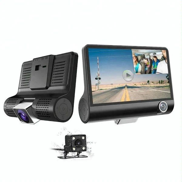 Camera Video Auto Tripla DVR, L300-1, Full-HD, 3 Camere – Fata/Spate/Interior, Ecran 4”, G Senzor, 170 grade 12/24V