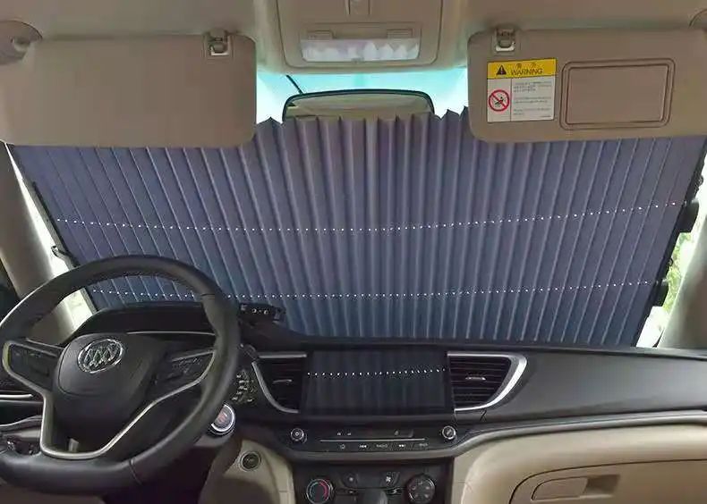 Copertina parasolar auto retractabil impotriva razelor UV, fixare prin ventuze, pentru parbriz sau luneta