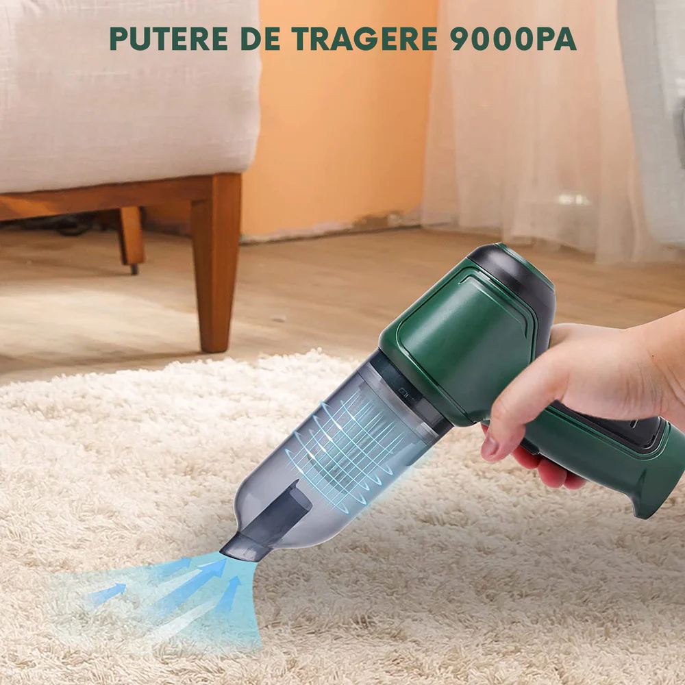 Mini aspirator portabil 3 in 1, cu acumulator si incarcare prin USB