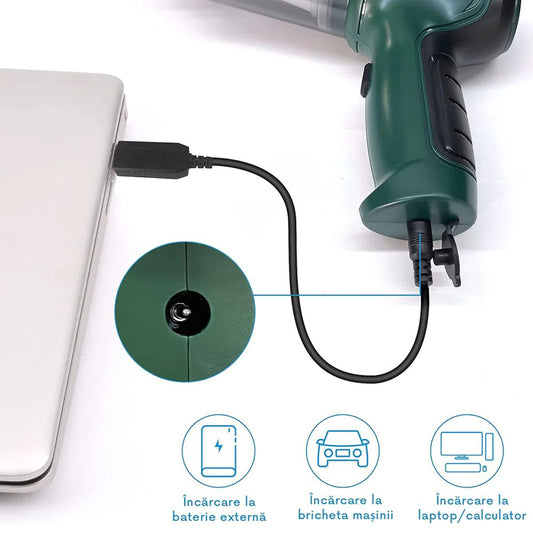 Mini aspirator portabil 3 in 1, cu acumulator si incarcare prin USB