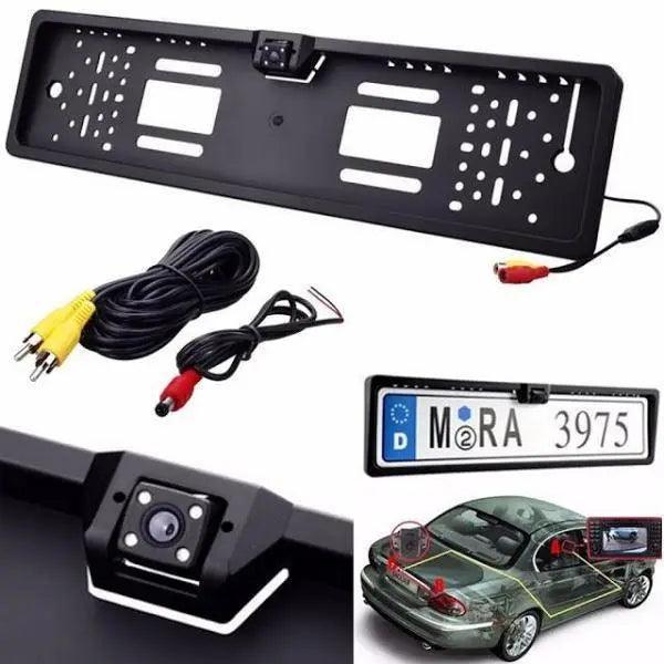 Suport pentru număr auto cu cameră video de marșarier incorporată