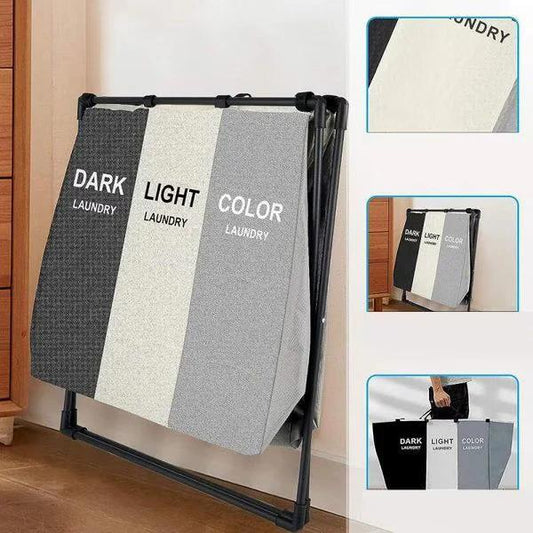 Cos de rufe cu 3 compartimente, cadru aluminiu, 62 x 34 x 56 cm