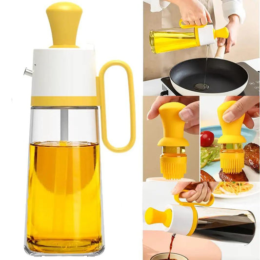Dispenser din sticlă pentru ulei/oțet/sosuri, cu perie, 550 ml