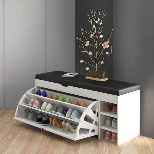 Dulap pentru pantofi tip banchetă, 80 x 30 x 51 cm, Alb