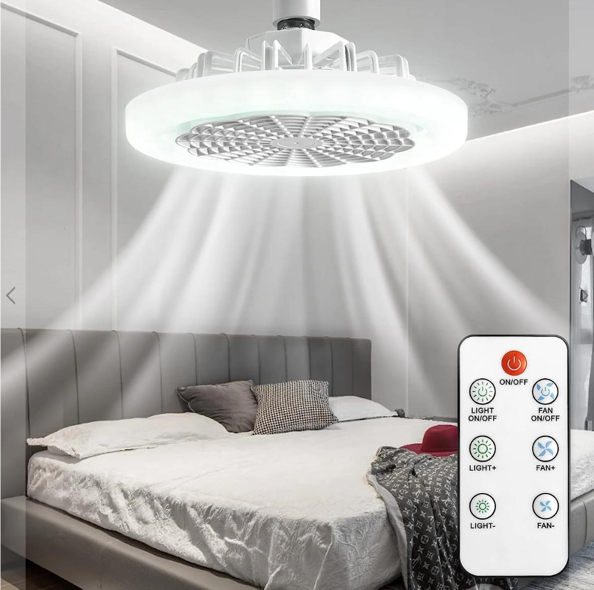 Lampă tavan LED cu ventilator și telecomandă, 30W