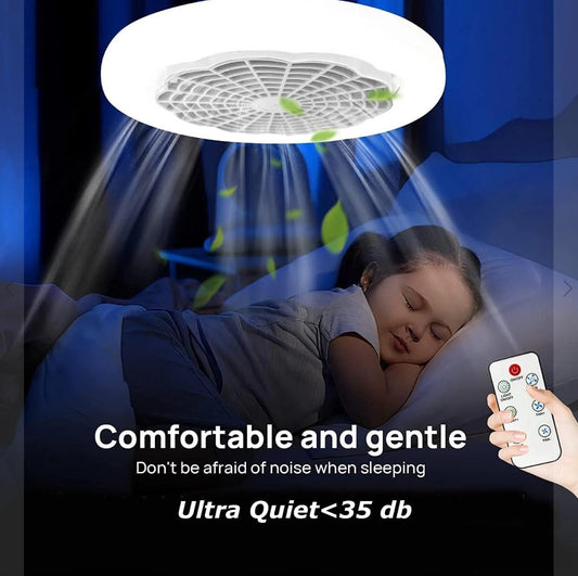 Lampă tavan LED cu ventilator și telecomandă, 30W