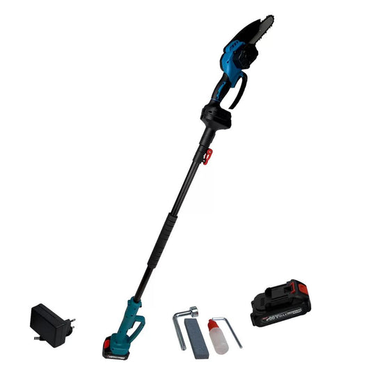 Set foarfeca gradina si mini drujba, 2 acumulatori 48V, cu brat 2.13m telescopic, unghi de taiere reglabil