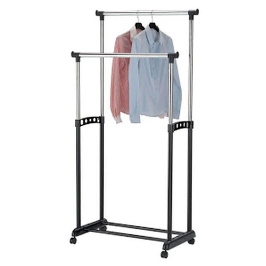 Suport metalic mobil dublu pentru imbracaminte – inaltime 160 cm