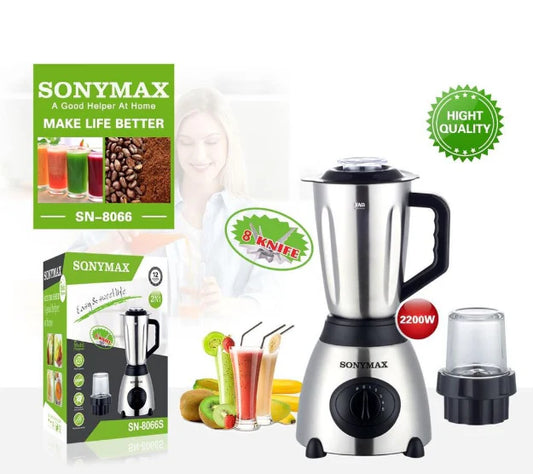 Blender din Inox SonyMax 2 în 1 cu râșniță inclusă