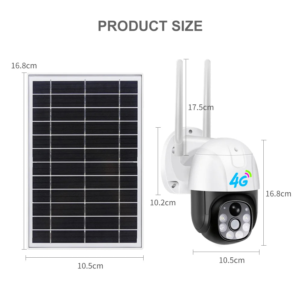 Camera de Supraveghere 4G cartela Sim cu Panou Solar, Full HD 1080p, Rotativa, Alarma, Microfon si Difuzor, Night Vision, Detectie umana, pentru Exterior
