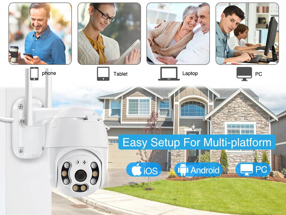 Camera supraveghere WIFI, 2MP sau 3MP, FULL HD, vedere color noaptea, Micro SD, Rotire 360, detectie forma umana