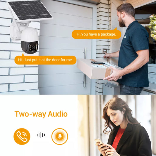 Cameră Supraveghere cu Panou Solar, WiFi, Rotativă, Microfon și Difuzor