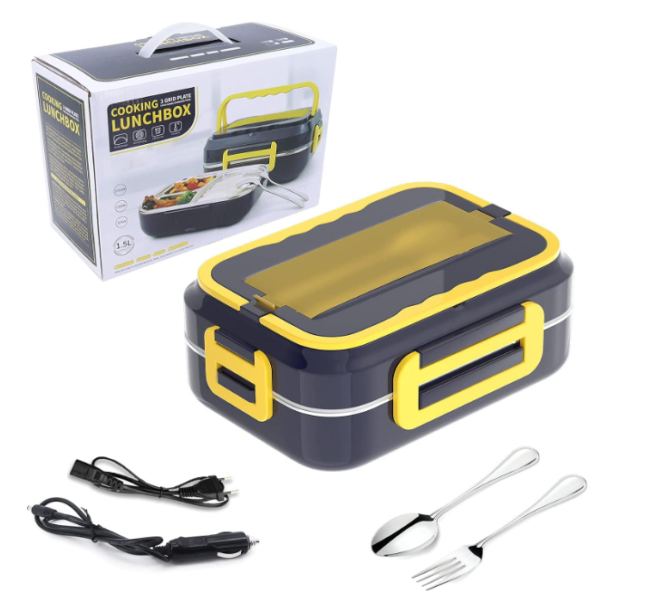 Cutie electrică pentru prânz 1.5 litri din oțel inoxidabil, 220V/12V/24V – ideală pentru birou și călătorii