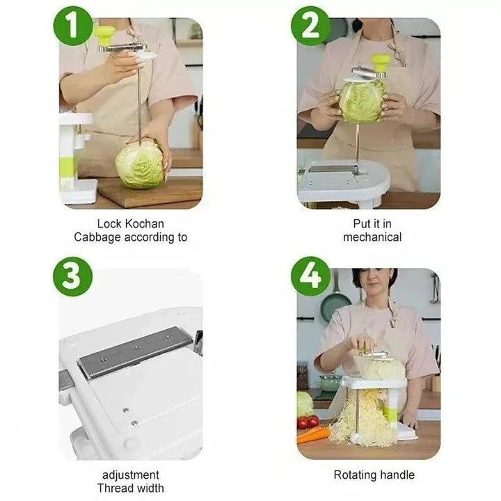 Răzătoare pentru varză manuală cu manivelă și 3 lame