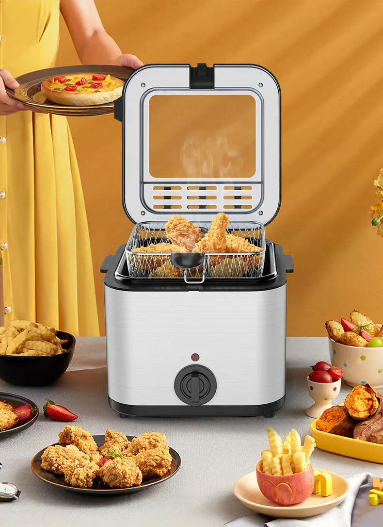 Friteuza Sonymax, Putere 2000 W, Inox, Fereastra vizionare, Capacitate 2.5 Litri