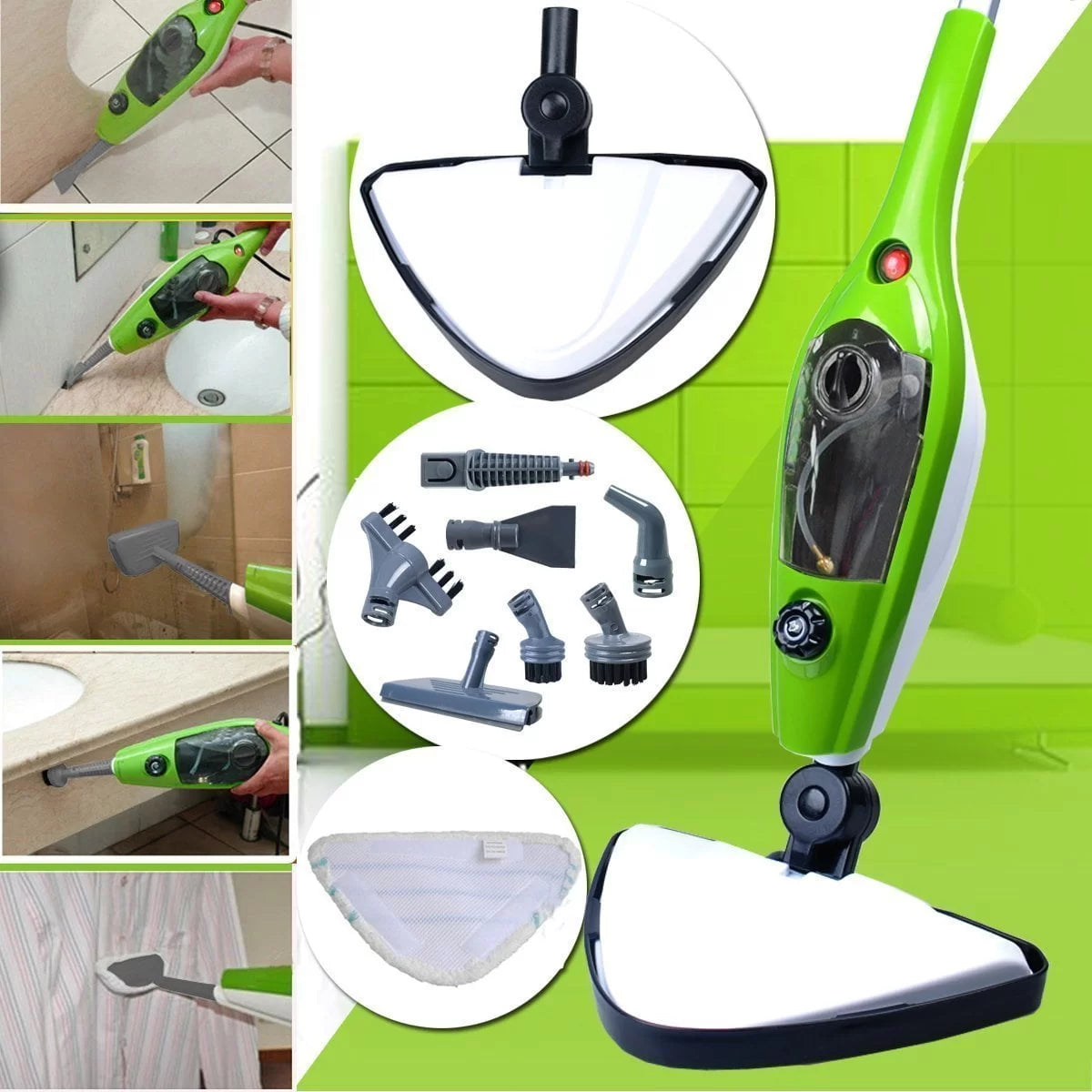 Mop cu Aburi H2O X10, Functie de Dezinfectare si Control Abur, 1300W