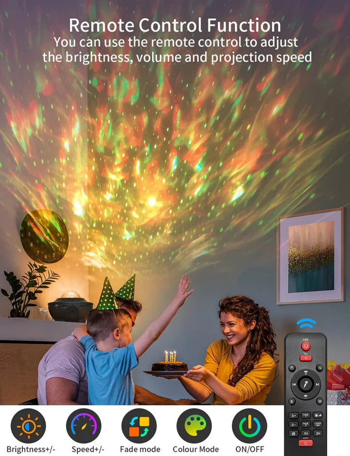 Proiector Amouhom, Lumini LED, Telecomanda, Bluethooth, Cablu USB