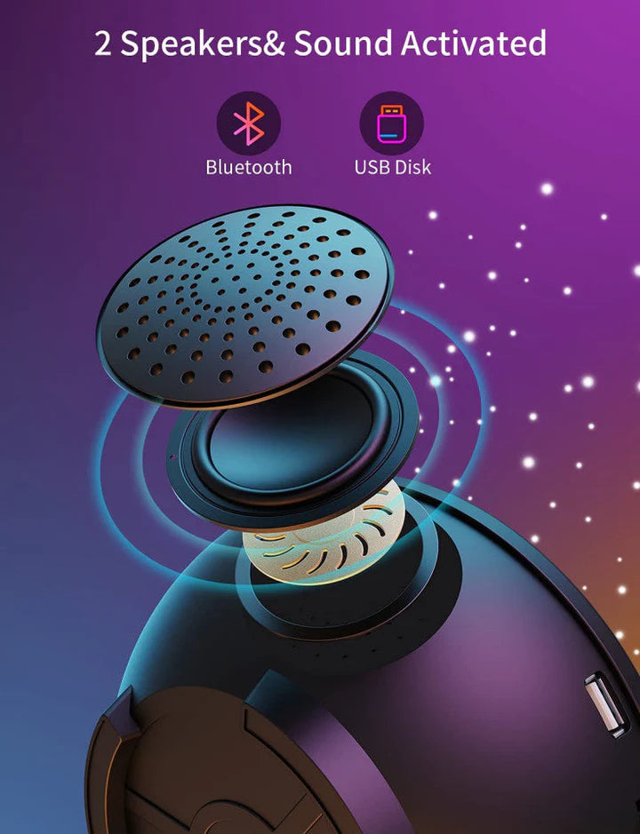 Proiector Amouhom, Lumini LED, Telecomanda, Bluethooth, Cablu USB