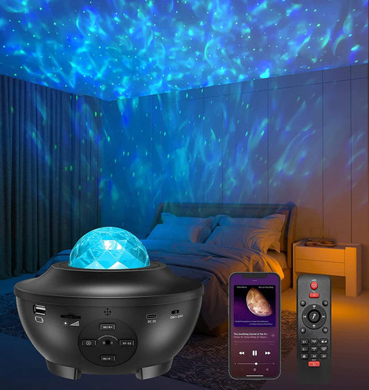 Proiector Amouhom, Lumini LED, Telecomanda, Bluethooth, Cablu USB
