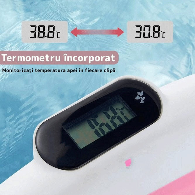 Cadita pliabila pentru bebelusi, termometru electronic incorporat, cu suport pernuta, picioruse antiderapante