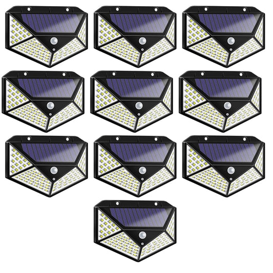 Set 10 x Lampa 100 LED cu panou solar, senzor de miscare