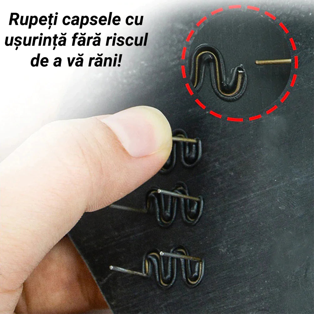 Trusa aparat sudat plastic, pistol profesional pentru lipit/sudat plastic, kit pentru repararea fisurilor din plastic, polipropilena, 200 capse de întărire, putere 50W