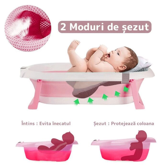 Cadita pliabila pentru bebelusi, termometru electronic incorporat, cu suport pernuta, picioruse antiderapante