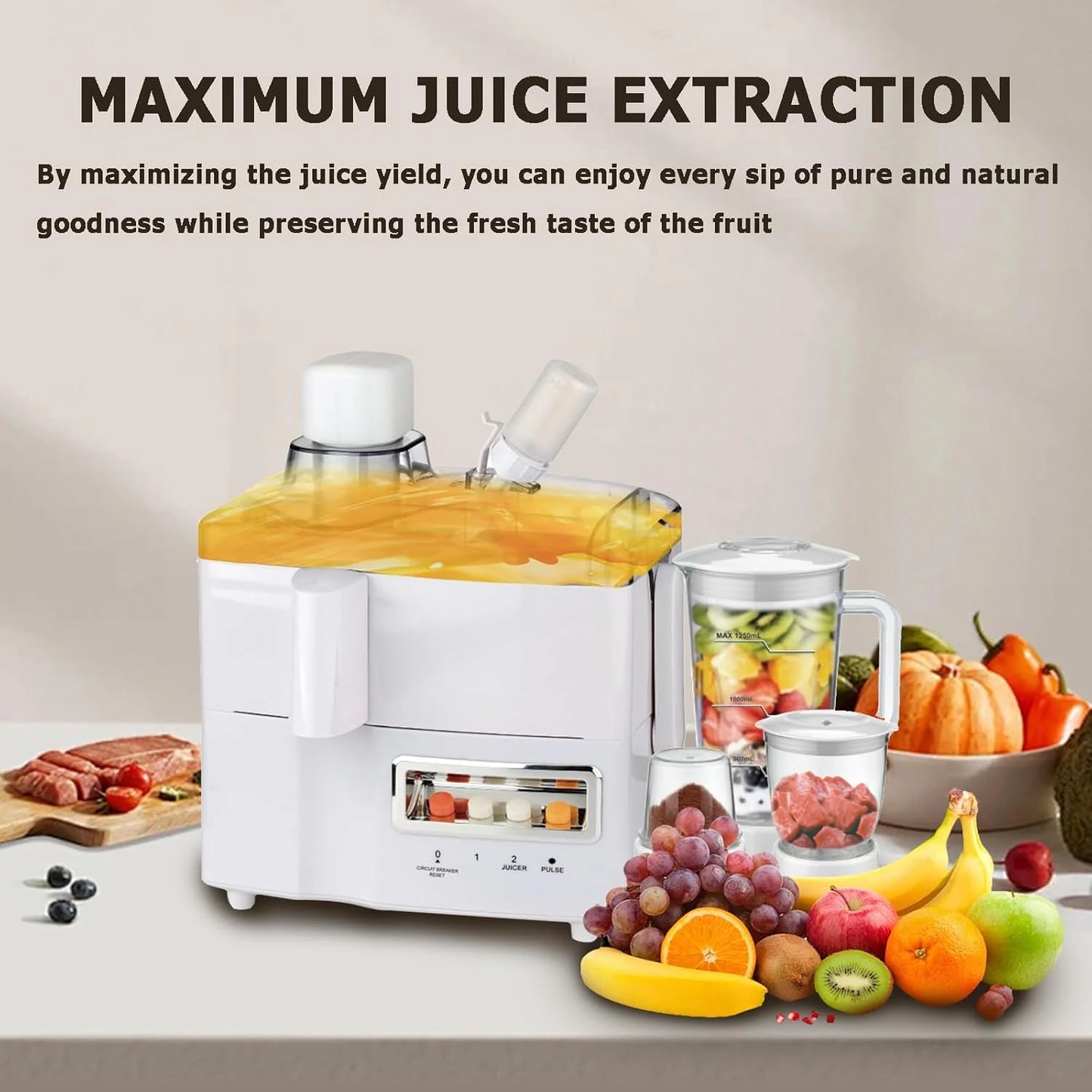 Robot Multifunctional 4 in 1 Blender, Storcator, Rasnita, Masina tocat, 2000W